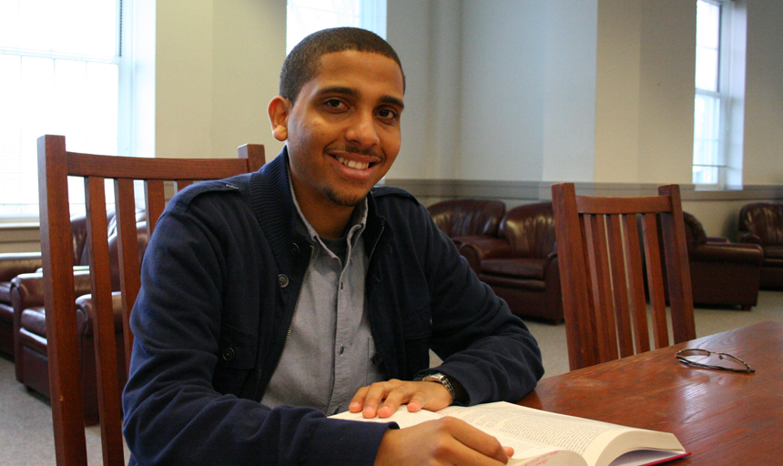 student sits at desk
