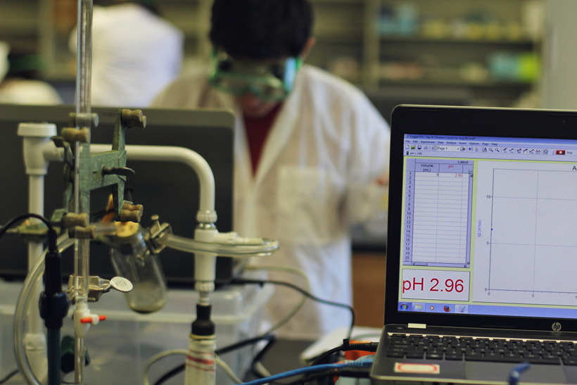 Student working on a lab