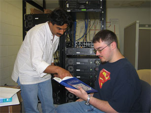 Students working with the 12 node cluster