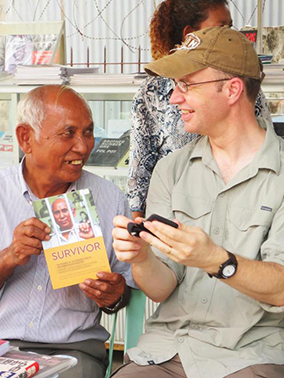 Professor with an author from Cambodia