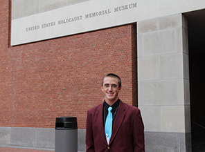 Tyler Merrill pictured outside the museum