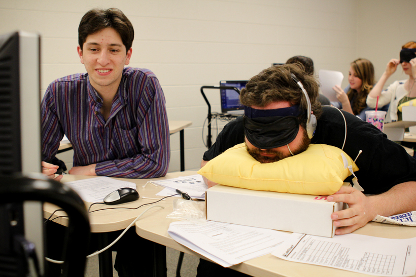 Students conducting an experiment