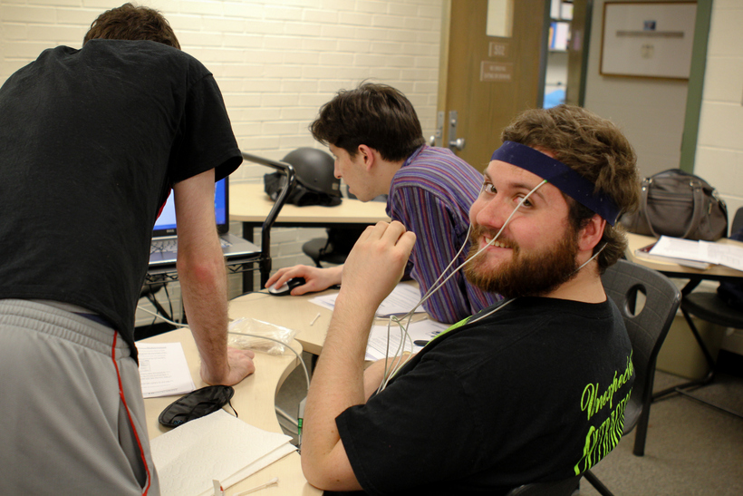 Students working on an experiment